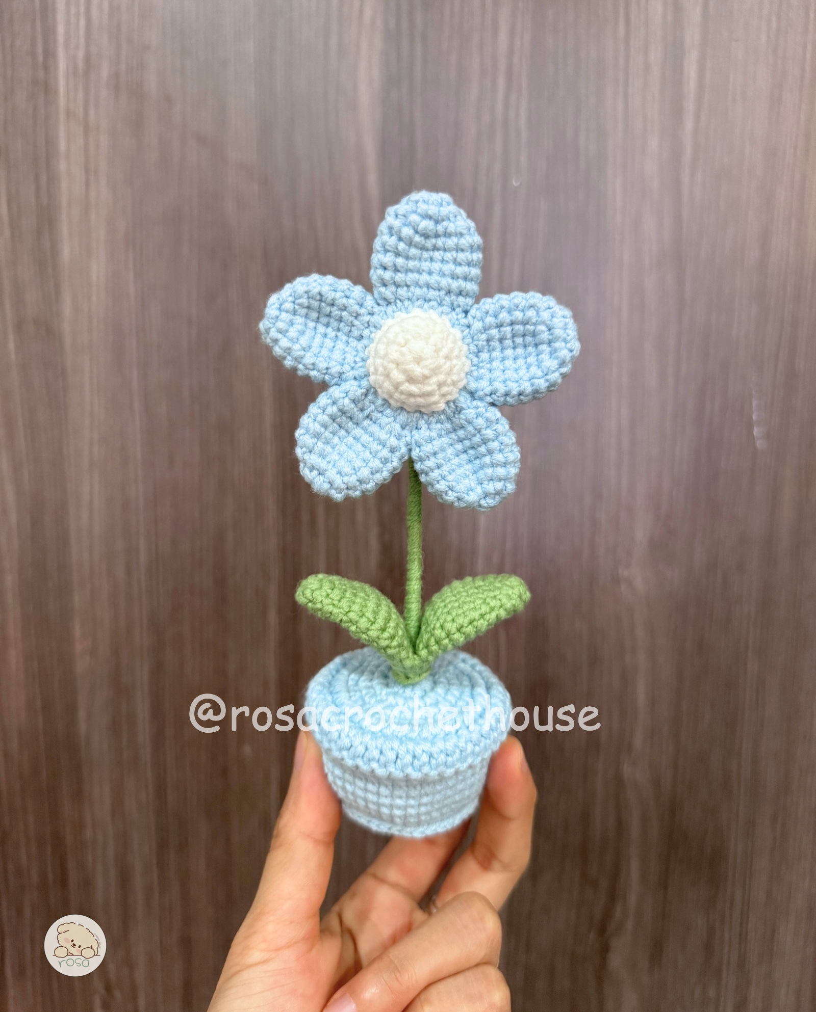 crochet blue flower pot five patel