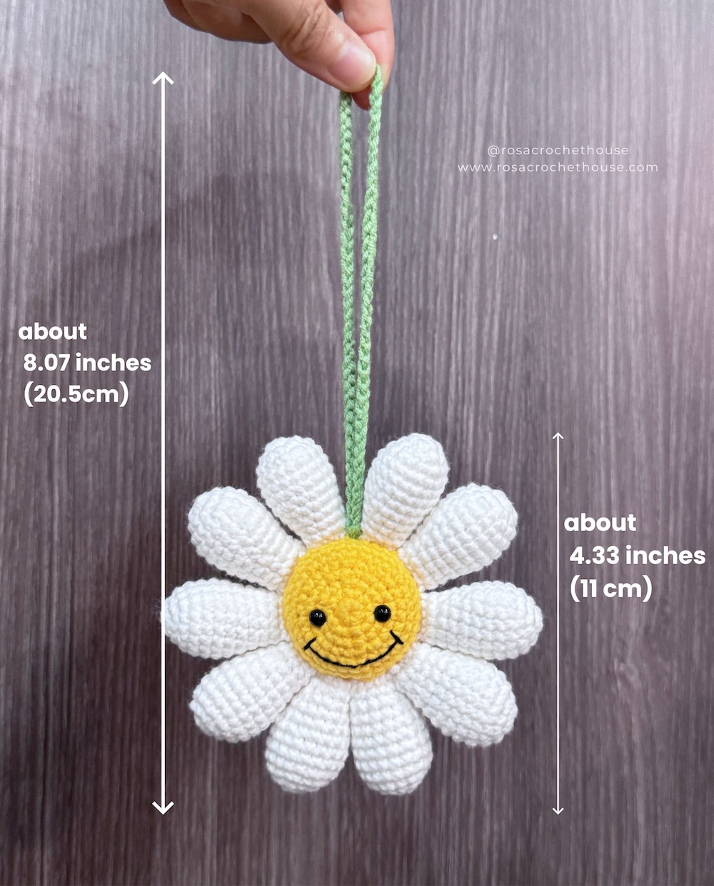 Crochet Daisy Car Hanger, Cute Crochet Flower Car Hanger