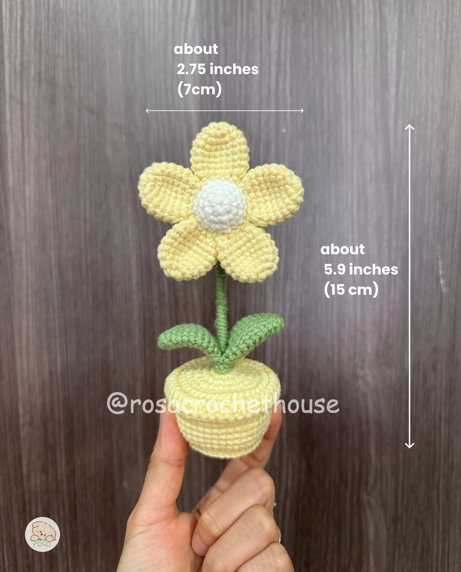 Crochet Five Patel Flower Pot, Crochet Flower Pot Desk Decoration